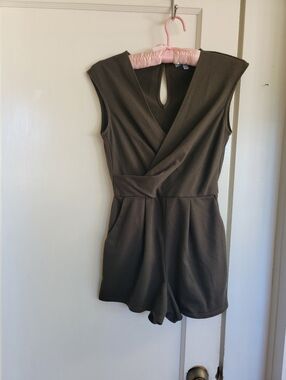 Fishbowl V-Neck Olive Green Romper